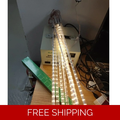 384 LED 19.6in. 8 Tube Meteor Shower Lights Outdoor Waterproof Christmas Lights Plug-in Icicle Xmas